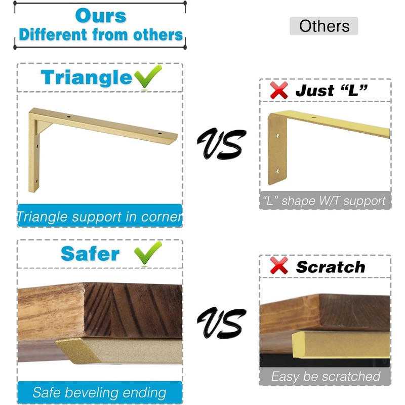 OVOV Heavy Duty Brackets 6inch Set of 4 Wall Mount