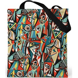 Loxato Tote Bag with Zip – Aesthetic Bag – Velvet Fabric Velluto – Women's Fabric Bag with Zip Large W 37 x H 42 cm – Jute Bag Printed – Women's Bag – Fabric Bag Aesthetic, Picasso Style 1