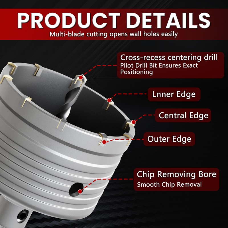 CSOOM Concrete Hole Saw 4-1/2" (115mm) with 220mm SDS Plus