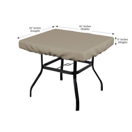 Covers & all Square Table Top Cover, 12 Oz Water UV & Weather Resistant, for Patio Outdoor Garden Lawn Furniture Coffee Side Table (42" L x 42" W x 6" H, Beige)