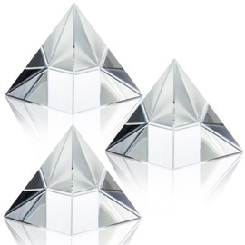 ZEAYEA 3 Pack Clear Crystal Pyramid, 2.4" Crystal Pyramid Prism, Glass Paperweight Pyramids Desk Ornament for Photography, Meditation, Home Office Decor, Gift, Pyramids Collectible
