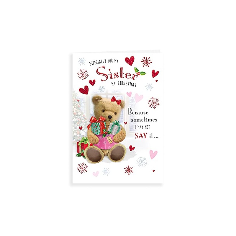 Piccadilly Greetings Cute Christmas Card Sister - 9 x 6