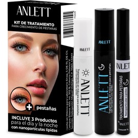 Kit de Tratamiento para Pestañas, 3 Productos, Máscara de Día y Noche con Nanopartículas Lípidas
