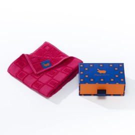 Handkerchief Hippopotamus Motif Handkerchief with Box, Imabari Organic Towel Brand, High-Quality Towel, Ladies and Men, Quick-Dry, Cotton, Bamboo Fiber, Fluffy, Long-Lasting, Stylish, Made in Japan