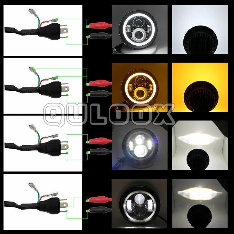 QULOOX Pair 7" Inch Round LED Headlights Hi/LO Sealed Beam
