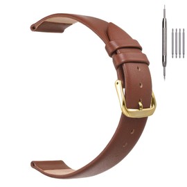 EACHE 20mm Leather Watch Bands, Classical Leather Watch Straps for Men Women Light Brown Gold Buckle