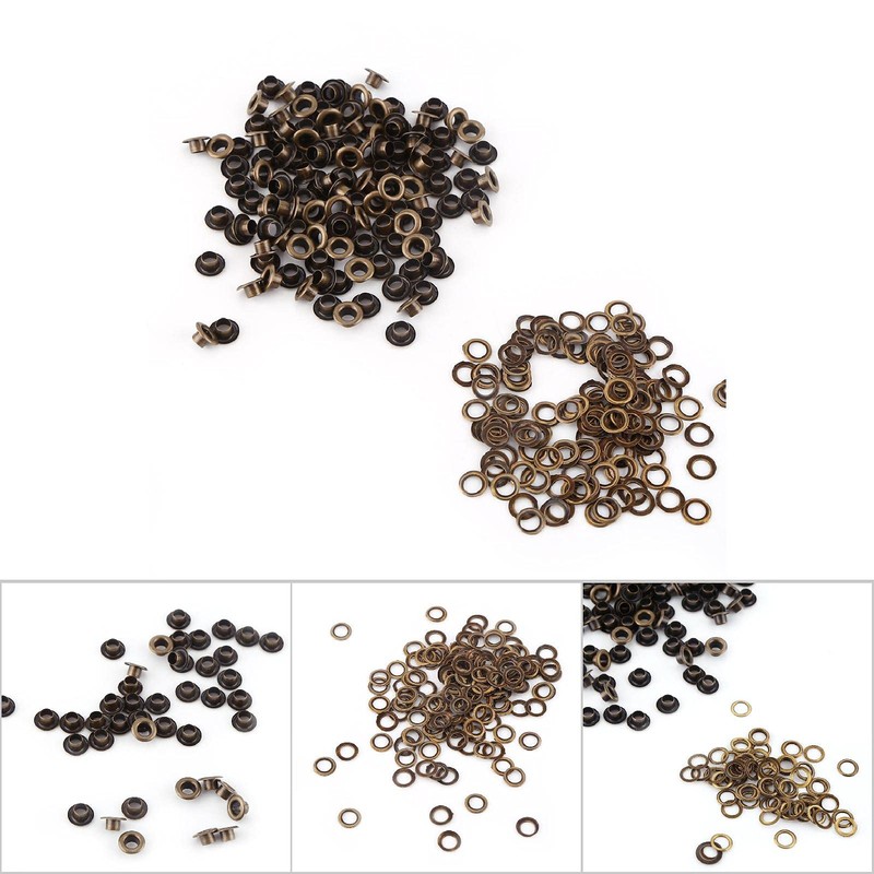 100 Pcs Eyelet Tool Set, 6mm Eyelet Set, Bronze Metal