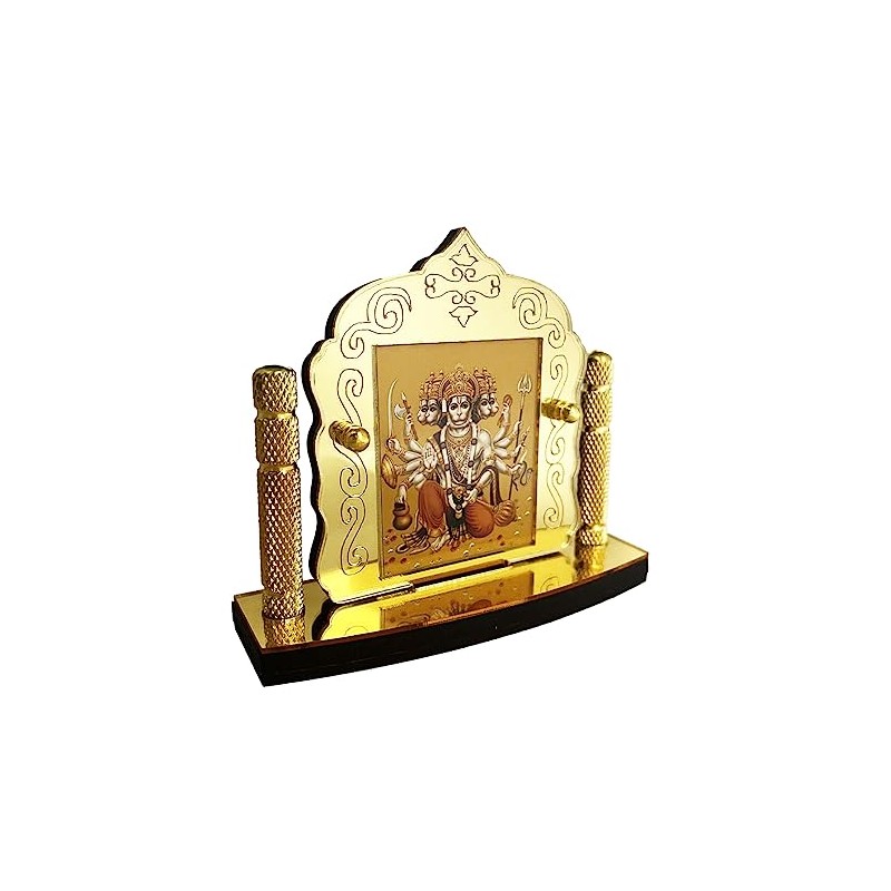 Shoppersduniya Panchmukhi Hanuman Golden Foil (Plated) for Car Dashboard Showpiece