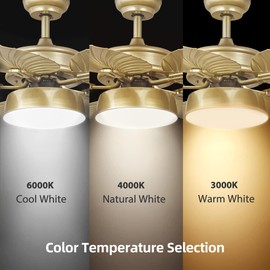 YITAHOME Tropical Ceiling Fans with Light and Remote, 52 Inch Fan Light with Memory Function, Lights Colors Changing, Quiet Motor, Timer, Palm Leaf Blades for Outdoor/Indoor - Gold