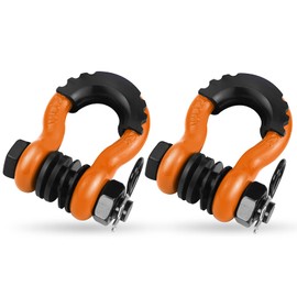 AMBULL Shackles 3/4" D Ring Shackle (2 Pack) 45,000lb Break Strength with 7/8" Pin, Anti Theft Security Screws, Isolator & Washer Kits for Use with Tow Strap Winch Truck Vehicle Recovery, Orange