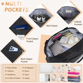 Sports Gym Bag Travel Duffle Bag Women Weekender Bag Carry On Bag for Airplane Overnight Shoulder Bag with Wet Pocket Duffel Bag for Travel, Gym, Yoga