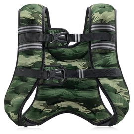 ZELUS Weighted Vest, 6lb/8lb/12lb/16lb/20lb/25lb/30lb Weight Vest for Men Women with Storage Pocket & Reflective Strips for Workout Strength Training Running Muscle Building, Forest Green Camo (20 lb)