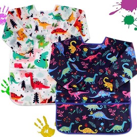 2Pcs Delantal de Pintura para Niños,con 3 Bolsillos,Overol de arte para niños,Bata Pintura Niños para Artes y Manualidades,Pintura
