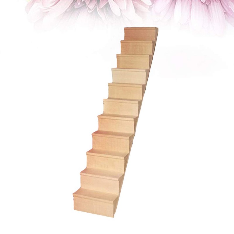 Artibetter Mini Staircase Wooden 1/12 DIY Stairway Accessory Model Without