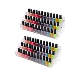 3 niveles, 2 soportes de esmalte de uñas acrílico transparente, soporte de aceites esenciales, lápiz labial, organizador de escritorio, almacenamiento de caramelos, tienda al por menor, folleto ahorrador de espacio, contenedor de agencia, exposición, mue