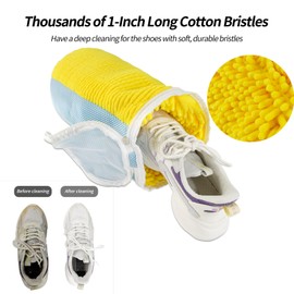 GOGOODA Upgraded Shoe Washing Bag for Washing Machine - Laundry Shoe Bag for Washer and Dryer with Safety Lock for All Shoe Types (Yellow, without shoe trees)