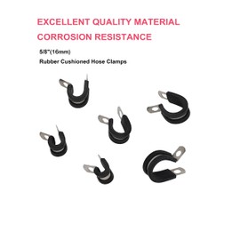 15Pcs 5/8" (16mm) Cable Clamp, Rubber Wire Clamps,Tube Holder,Stainless Steel Rubber Cushioned Insulated Clamps for Tube Pipe Cord