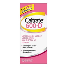 Suplemento Vitaminico Caltrate 600D Calcio y Vitamina D, 60 Tabletas                                                                                  