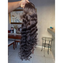 Bone Straight Indian Human Hair Lace Front Wig HD Lace Wigs Natural Human Hair Wigs for Black Womenstyle: Water Eave, color: Black, Stretched Length: 14"
