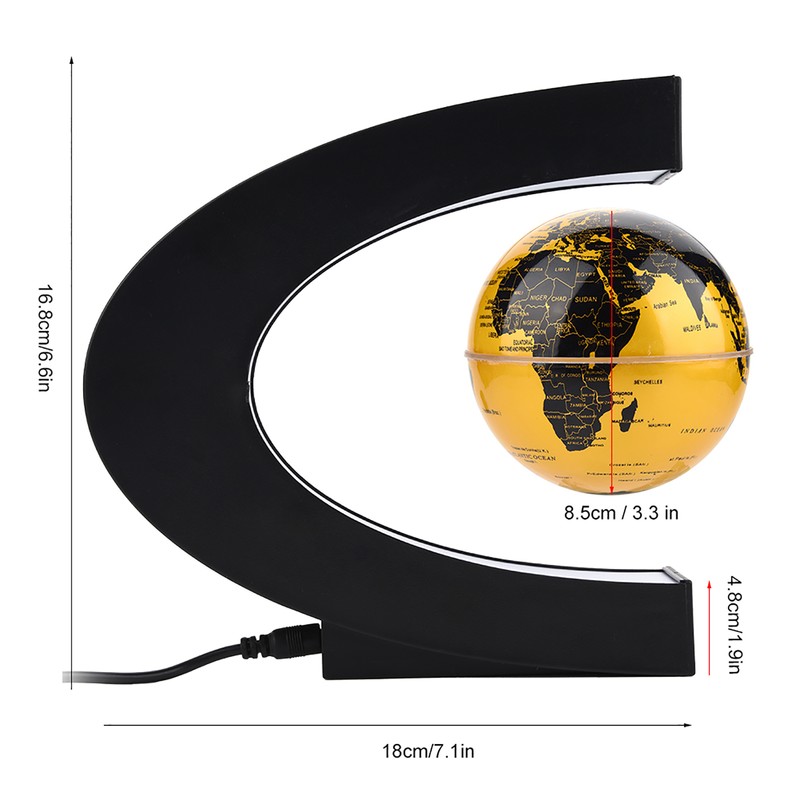 Floating Globe Magnetic Levitation Rotating Globe with Colorful LED Light