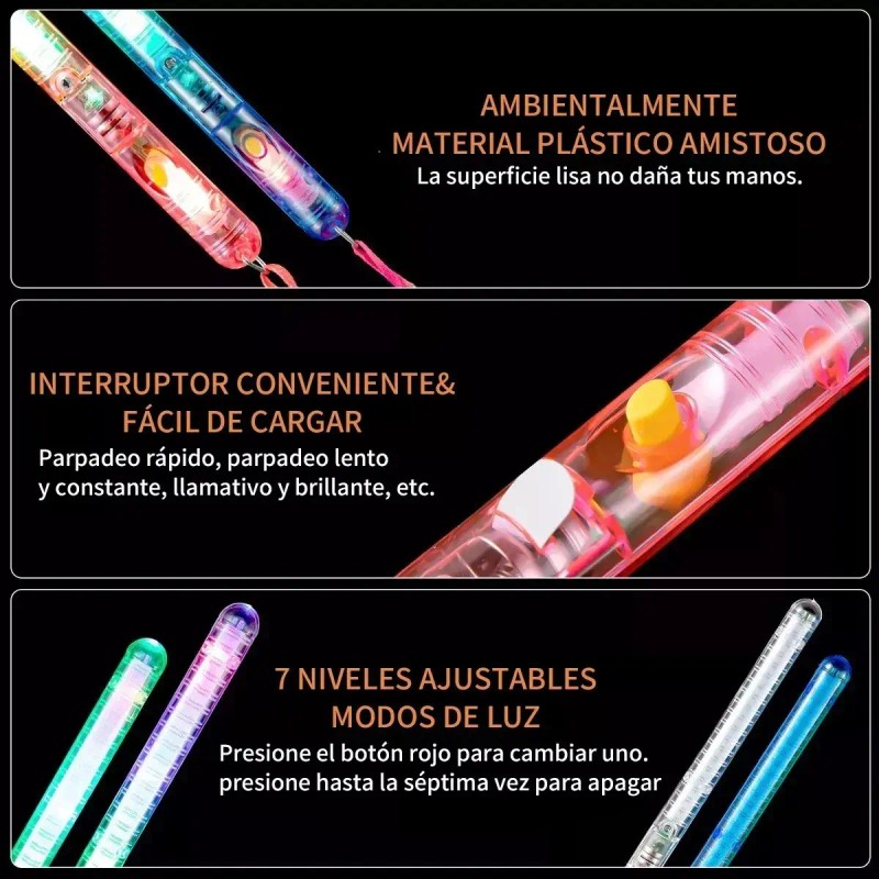 Varita Luz Led 12 Piezas Baston Luminoso Collar