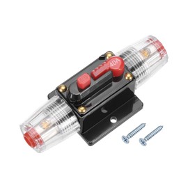 DMiotech 2 Pack 40A Circuit Breaker, 12-48V DC Automotive Inline Fuse Holders Inverter with Manual Reset Button & Screws for Marine Boat Audio System Overload Protection