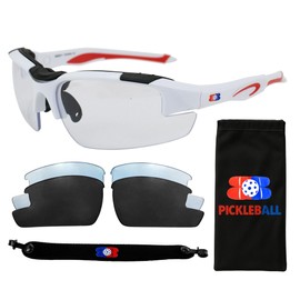 Birdz Dink It Pickleball Sunglasses Sport Safety Glasses 3 Lens Kit w/Adjustable Strap Impact Resistant Protective Eyewear for Tennis, Work & Sports
