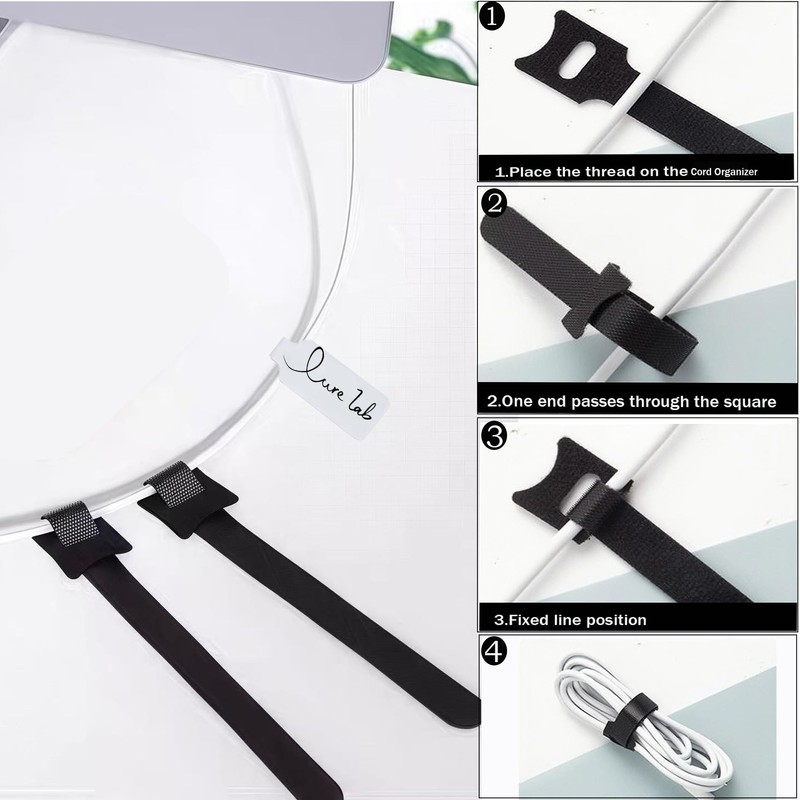 48 Pcs cord labels & Hook and Loop Ties Set