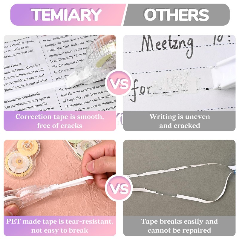 Temiary 6 Pcs Correction Tapes for Instant Corrections, Easy To