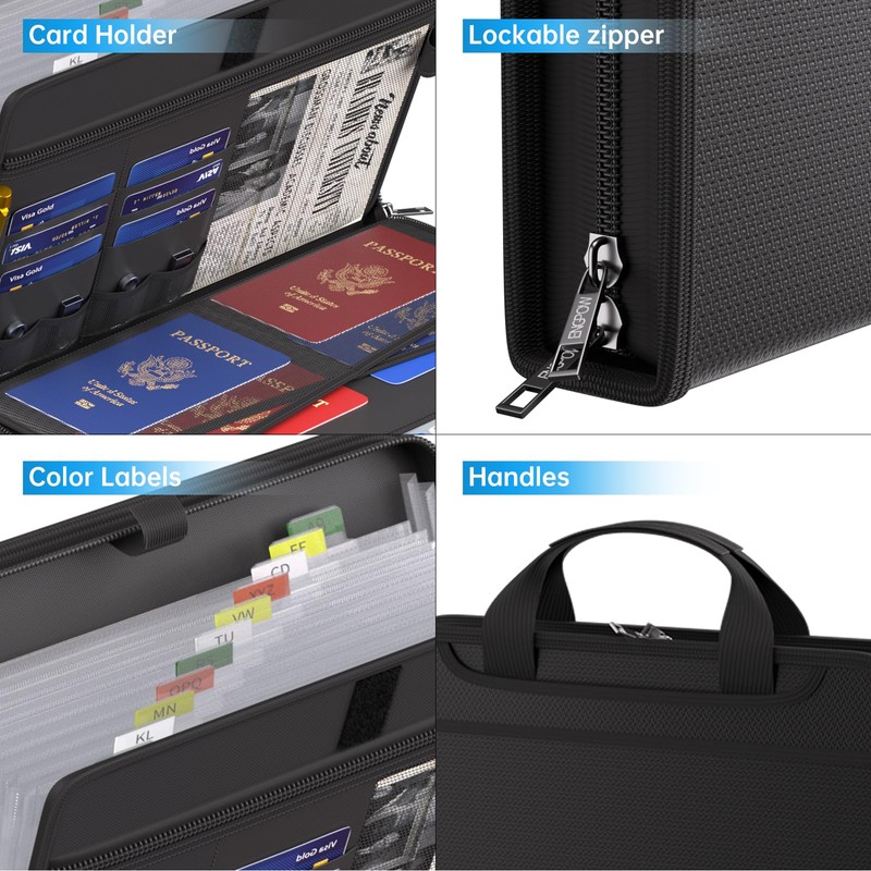 Fireproof Document Organizer,A4 Folder,Portable Expanding File Folder with Multi-Pockets,13 Pocket