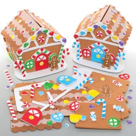 Baker Ross FE937 Gingerbread House Craft Kits - Pack of 2, Christmas Crafts for Kids, Make Your Own Xmas Decorations, Creative Arts and Crafts Project for Children