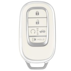 YALNORVA for Honda Key Fob Cover, TPU Key Fob Case Cover Fits for 2022-2025 Honda Civic CR-V Pilot Accord HR-V Sport SI EX EX-L Touring Car Accessories Smart Key Holder, Silver White