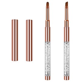 Giantree 2Pcs Nail Art Clean Up Brushes, Round and Angled Nail Polish Clean Up Brush, Nail Brushes for Cleaning Polish Mistakes on the Cuticles, Fingernail Cleaning Brushes for Nail Art and Designs