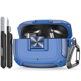 RFUNGUANGO Compatible with Beats Studio Buds/Buds+ 2021/2023, New Secure Lock Case with Cleaning Kit with Keychain for New Beats Studio Earbuds Case - Blue