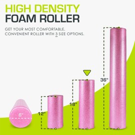 ProsourceFit High Density Foam Rollers 18 - inches long, Firm Full Body Athletic Massage Tool for Back Stretching, Yoga, Pilates, Post Workout Muscle Recuperation, Pink