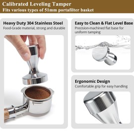 Espresso Accessories Kit 51mm Tamper: Espresso Tamper Kit with 51mm Coffee Tamper, Puck Screen, Dosing Funnel, WDT Tool, Tamper Mat | Espresso Kit Fits Espresso Coffee Machines of 51mm Portafilters