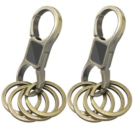 Yebongda Key Chain Quick Release Spring 2 Pack with 4 Key Rings Heavy Duty Keychain Organizer for Men and Women (Bronze), Bronze, Small