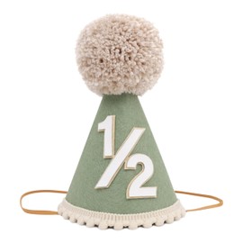 Agvgaza Half Birthday Hat - Baby 1/2 Birthday Cone Hat,Six Months Birthday Decorations,Party Hat Outfit for Boys (Green)