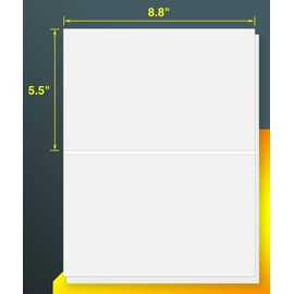 8.5" x 5.5" Half Sheet Self Adhesive Sticker Paper Shipping Labels for Laser & Inkjet Printers[50 Sheets,100 Labels]