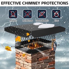 G GOOD GAIN Chimney Cap - 9 x 13 inch Chimney Cover for Outside Galvanized Steel | Fireplace Rain Caps with Hood Plate | Chimney Flue Cover Fits Existing Tiles with Adjustable Metal Screws & Gloves