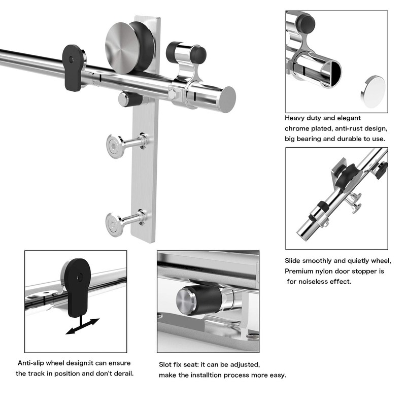 TSMST 4FT Stainless Steel Sliding Barn Door Hardware Kit for