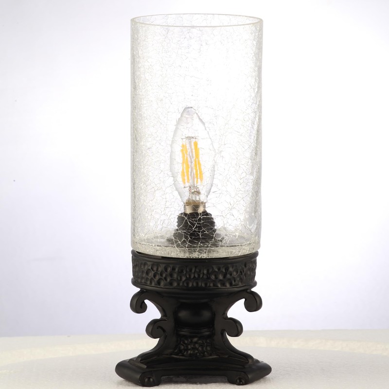 ANLONGLU Small Crackled Glass Table Lamp Mini Candle Desk Night