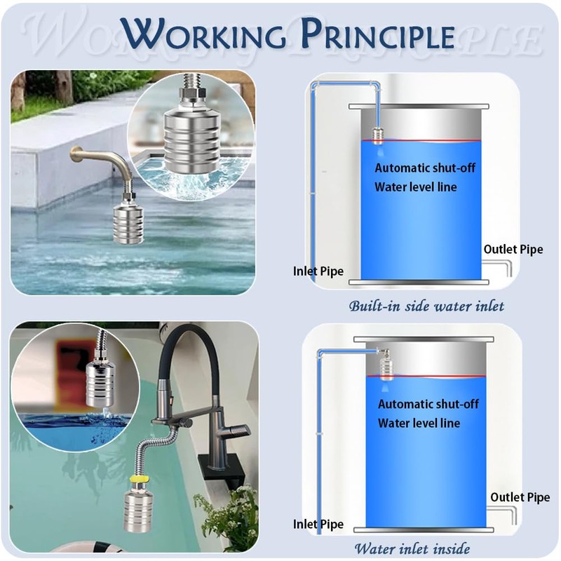 Float Valve,1/2" to 3/4" 1'' Water Level Control Float Valve,