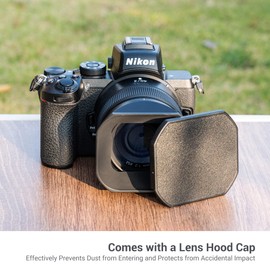 JJC Square Lens Hood with Cap for Nikon NIKKOR Z 40mm f/2 (SE) Lens & NIKKOR Z 40mm f/2 Lens & NIKKOR Z 26mm f/2.8 Lens & NIKKOR Z DX MC 35mm f/1.7 Lens