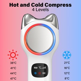 Vcycal Cool and Hot Facial Firming Device, Light Face Tool with Vibration, Facial Massager with 8-21°C Cold, 38-47°C Hot, Electric Skin Care Kit