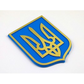 Ukraine Trident Tryzub Blue Gold Plastic car Emblem Decal Sticker Crest UBY