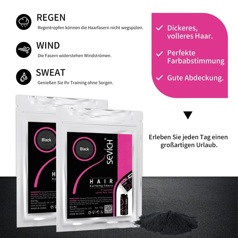 SEVICH Sevich Streuhaar - 100g Nachfllpackung Fr Haarausfall Oder Dnner