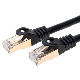 CAT7 Cable Ethernet Premium S/FTP Patch Cord RJ45 Fast Speed 600Mhz LAN Wire (50FT, Black)