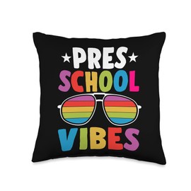 Preschool Back To School Teacher Student Preschool Back to School Sunglasses Vibes Retro First Day Throw Pillow, 16x16, Multicolor