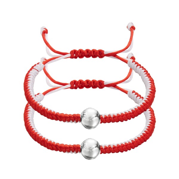 Harlermoon 2pcs/set Braided Bracelets Baseball Gifts for Boys Adjustable Wristbands